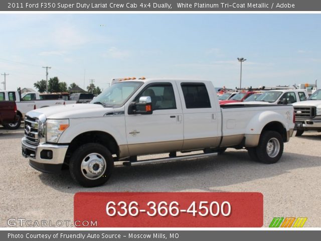 2011 Ford F350 Super Duty Lariat Crew Cab 4x4 Dually in White Platinum Tri-Coat Metallic