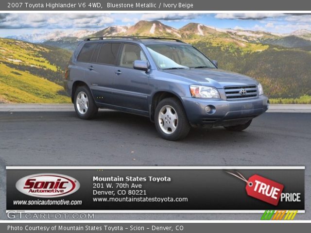 2007 Toyota Highlander V6 4WD in Bluestone Metallic
