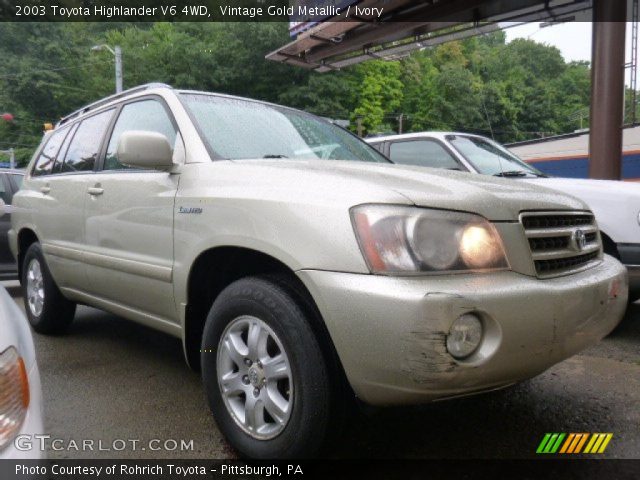 2003 Toyota Highlander V6 4WD in Vintage Gold Metallic