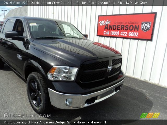 2016 Ram 1500 Outdoorsman Crew Cab 4x4 in Brilliant Black Crystal Pearl