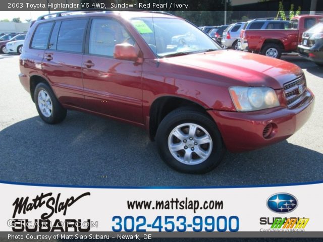 2003 Toyota Highlander V6 4WD in Sundown Red Pearl