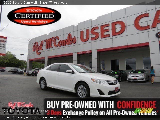 2012 Toyota Camry LE in Super White