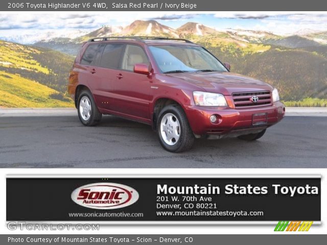 2006 Toyota Highlander V6 4WD in Salsa Red Pearl