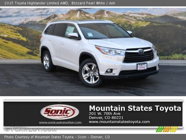 2015 Toyota Highlander Limited AWD in Blizzard Pearl White