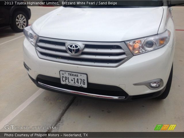 2013 Toyota Highlander Limited in Blizzard White Pearl