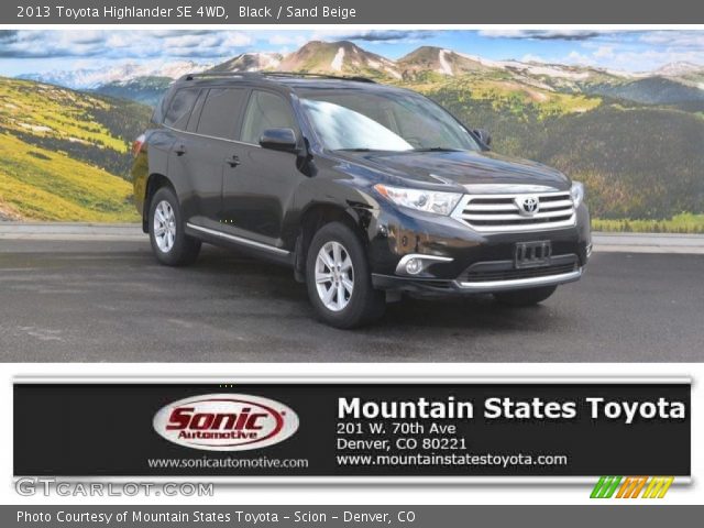 2013 Toyota Highlander SE 4WD in Black