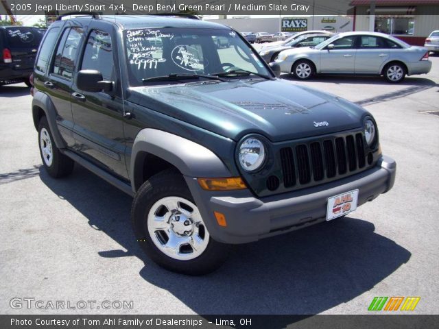deep beryl green pearl 2005 jeep liberty sport 4x4 medium slate