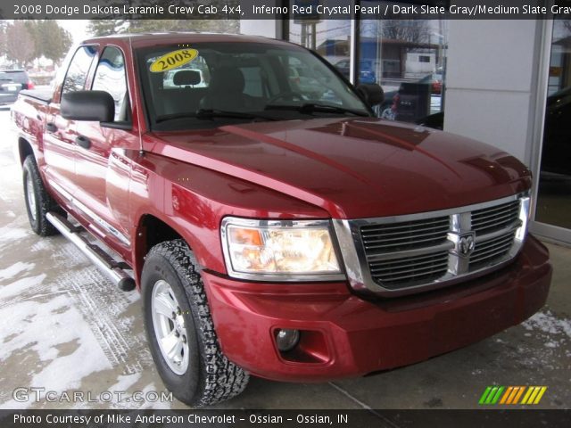 2008 Dodge Dakota Laramie Crew Cab 4x4 in Inferno Red Crystal Pearl