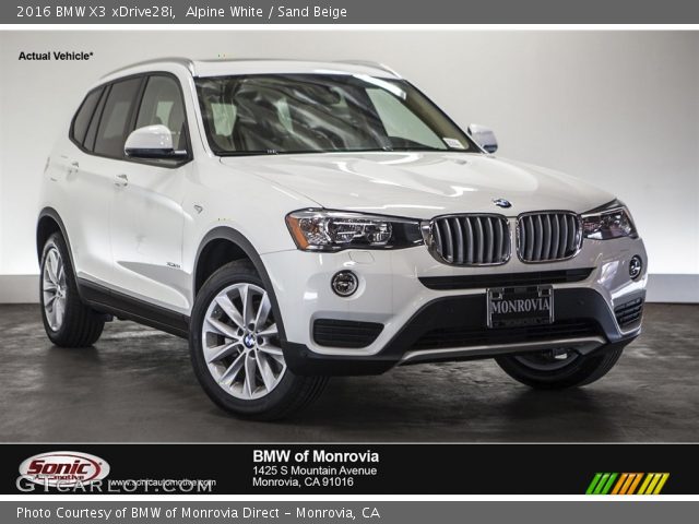 2016 BMW X3 xDrive28i in Alpine White