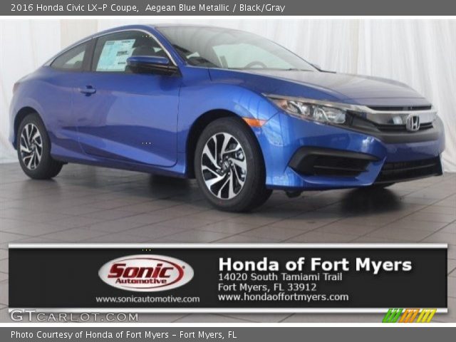 2016 Honda Civic LX-P Coupe in Aegean Blue Metallic