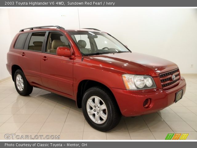 2003 Toyota Highlander V6 4WD in Sundown Red Pearl