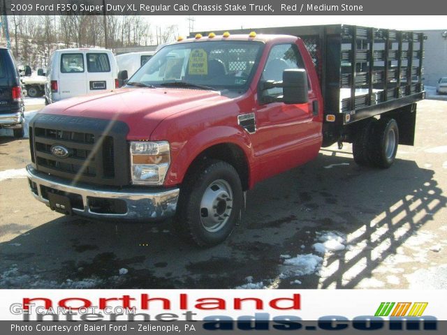 2009 Ford F350 Super Duty XL Regular Cab Chassis Stake Truck in Red