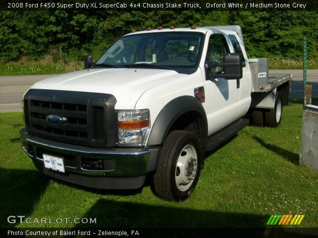 2008 Ford F450 Super Duty XL SuperCab 4x4 Chassis Stake Truck in Oxford White
