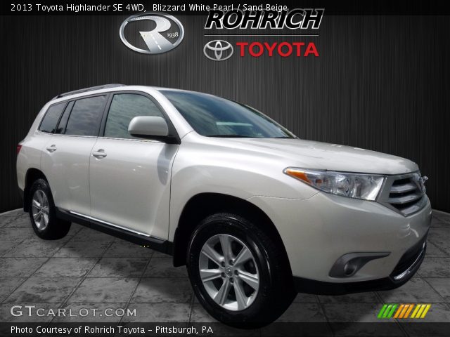 2013 Toyota Highlander SE 4WD in Blizzard White Pearl