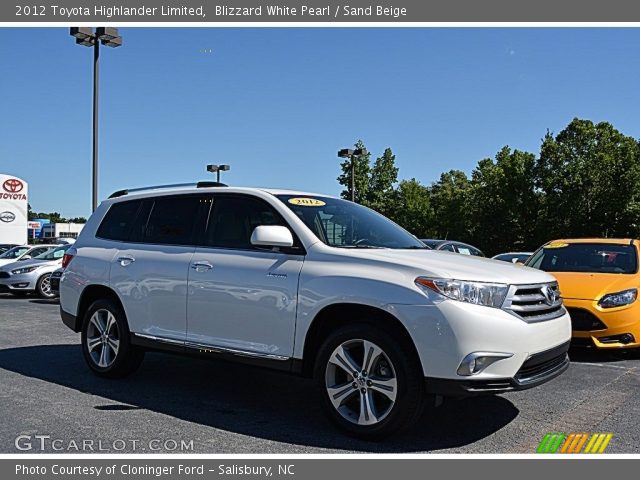 2012 Toyota Highlander Limited in Blizzard White Pearl
