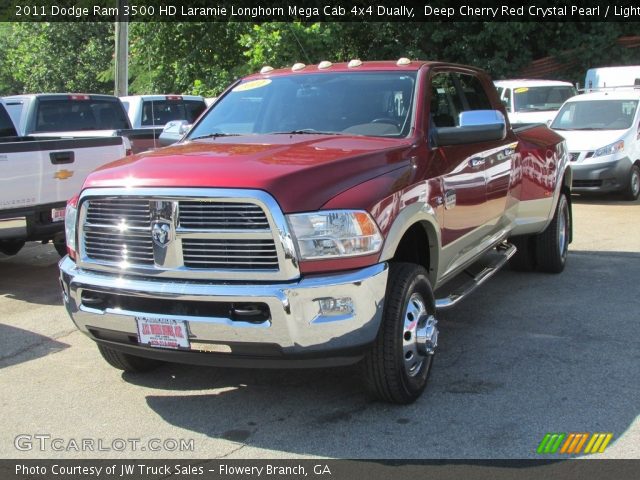 2011 Dodge Ram 3500 HD Laramie Longhorn Mega Cab 4x4 Dually in Deep Cherry Red Crystal Pearl