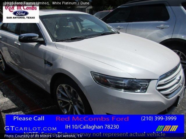 2016 Ford Taurus Limited in White Platinum
