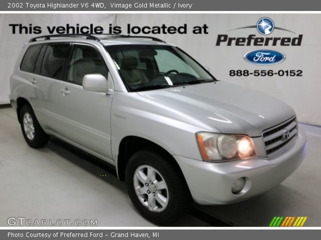 2002 Toyota Highlander V6 4WD in Vintage Gold Metallic