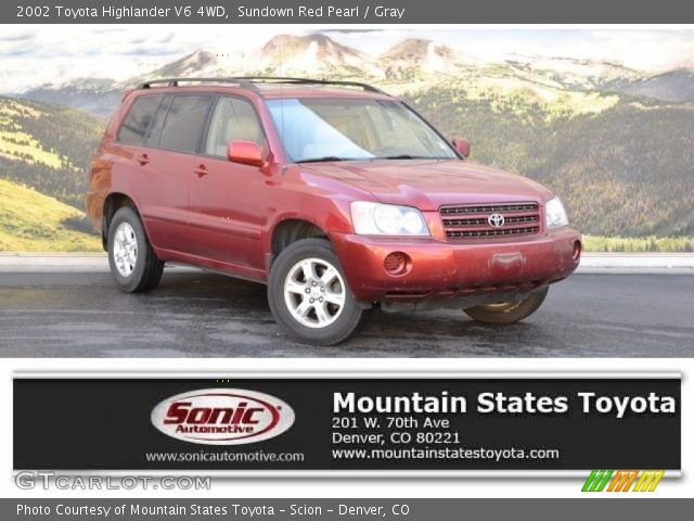 2002 Toyota Highlander V6 4WD in Sundown Red Pearl