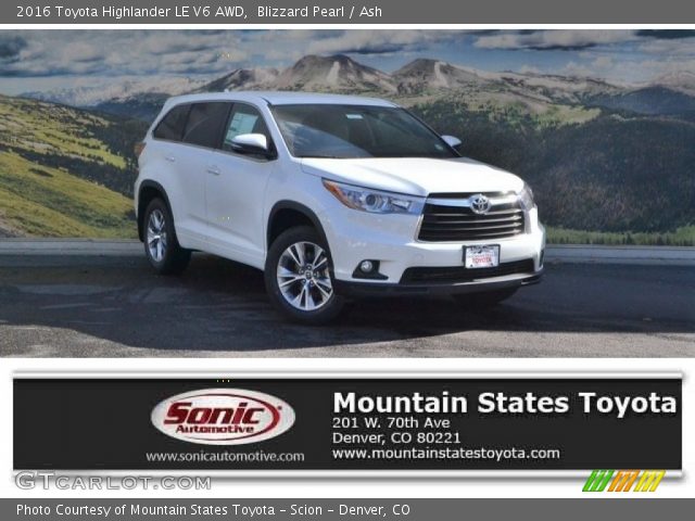 2016 Toyota Highlander LE V6 AWD in Blizzard Pearl