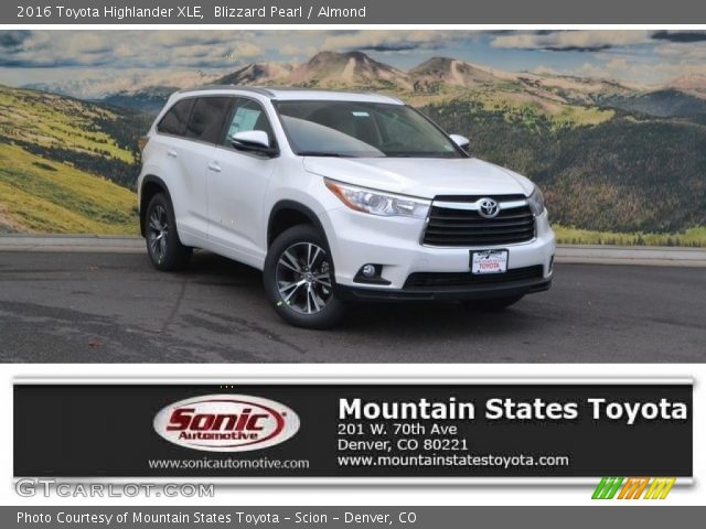 2016 Toyota Highlander XLE in Blizzard Pearl