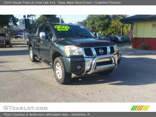 2004 Nissan Titan LE Crew Cab 4x4 in Deep Water Blue/Green