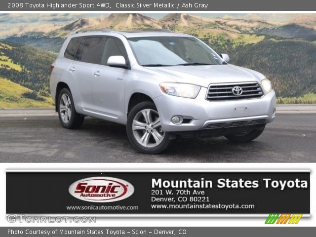 2008 Toyota Highlander Sport 4WD in Classic Silver Metallic