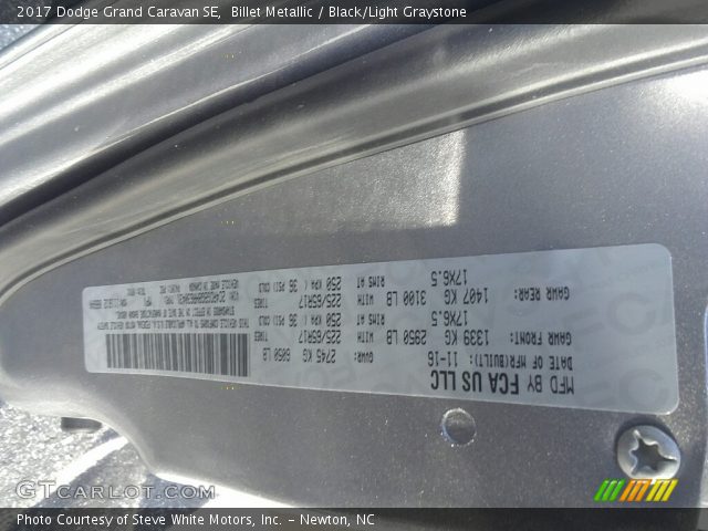 2017 Dodge Grand Caravan SE in Billet Metallic
