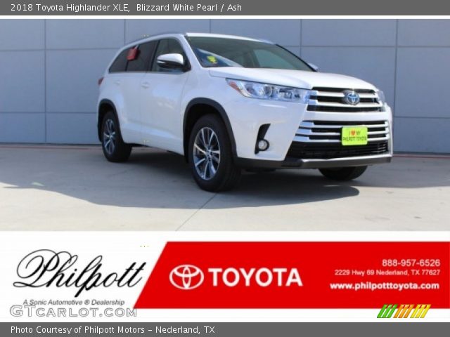 2018 Toyota Highlander XLE in Blizzard White Pearl
