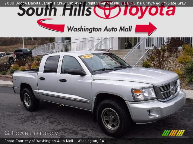 2008 Dodge Dakota Laramie Crew Cab 4x4 in Bright Silver Metallic