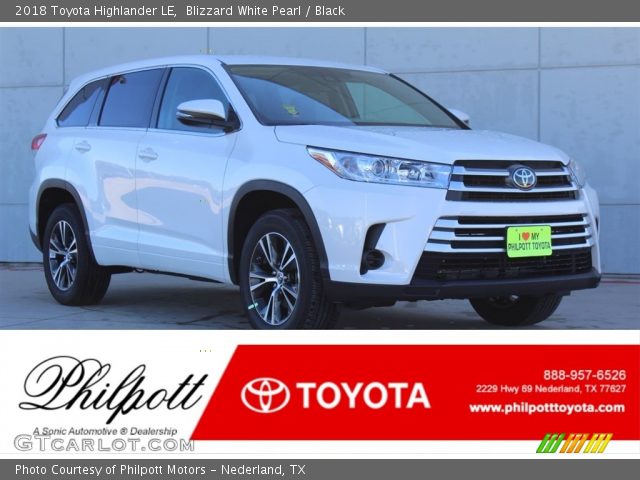 2018 Toyota Highlander LE in Blizzard White Pearl