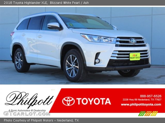2018 Toyota Highlander XLE in Blizzard White Pearl