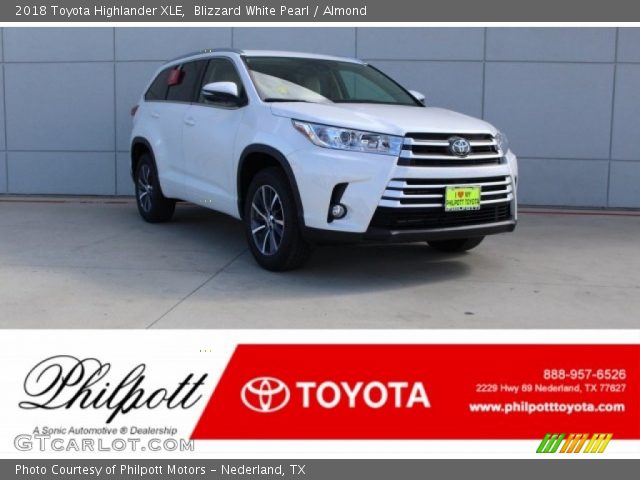 2018 Toyota Highlander XLE in Blizzard White Pearl