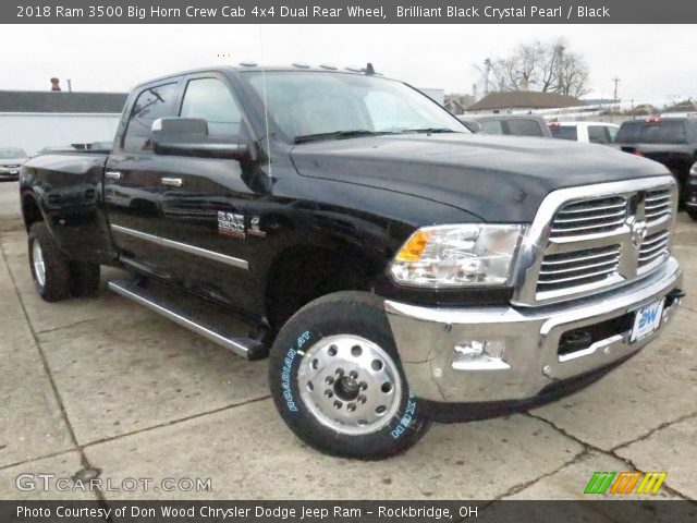 2018 Ram 3500 Big Horn Crew Cab 4x4 Dual Rear Wheel in Brilliant Black Crystal Pearl