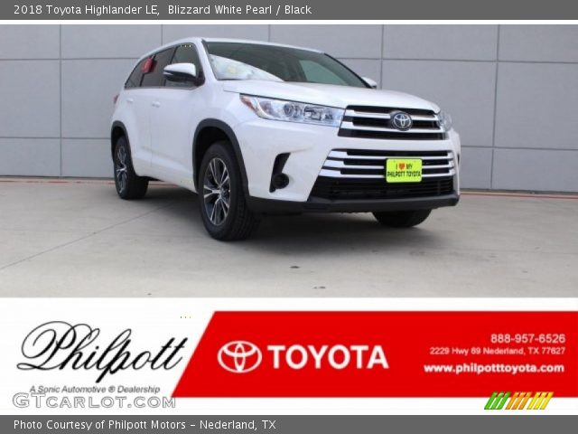2018 Toyota Highlander LE in Blizzard White Pearl
