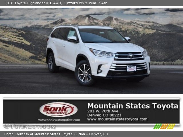 2018 Toyota Highlander XLE AWD in Blizzard White Pearl