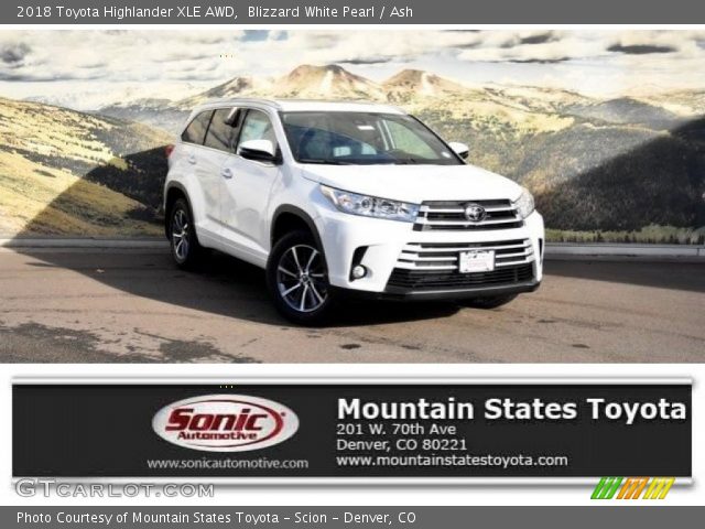 2018 Toyota Highlander XLE AWD in Blizzard White Pearl