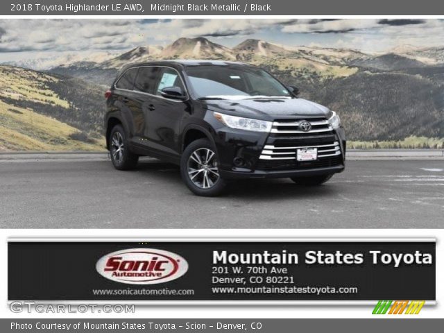 2018 Toyota Highlander LE AWD in Midnight Black Metallic