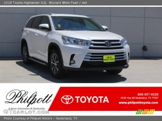 2018 Toyota Highlander XLE in Blizzard White Pearl