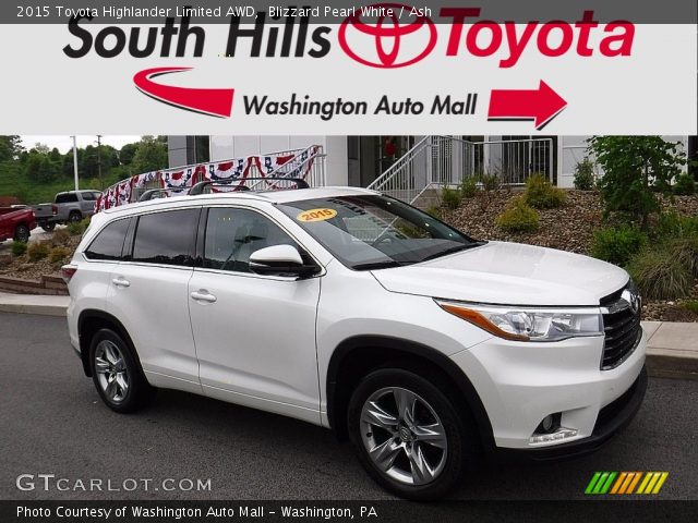 2015 Toyota Highlander Limited AWD in Blizzard Pearl White