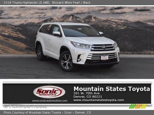 2018 Toyota Highlander LE AWD in Blizzard White Pearl