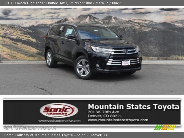 2018 Toyota Highlander Limited AWD in Midnight Black Metallic