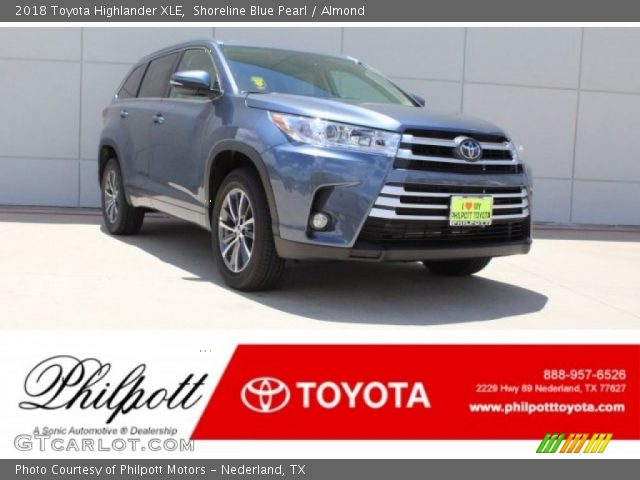 2018 Toyota Highlander XLE in Shoreline Blue Pearl