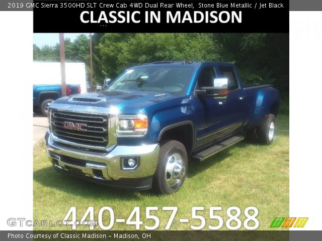 2019 GMC Sierra 3500HD SLT Crew Cab 4WD Dual Rear Wheel in Stone Blue Metallic