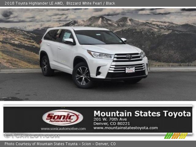 2018 Toyota Highlander LE AWD in Blizzard White Pearl