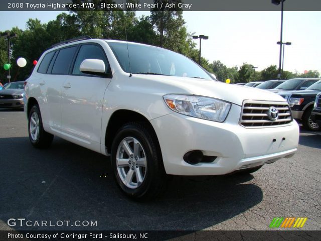 2008 Toyota Highlander 4WD in Blizzard White Pearl