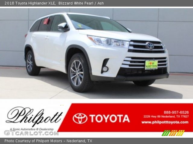 2018 Toyota Highlander XLE in Blizzard White Pearl