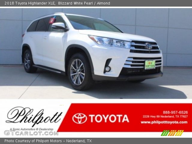 2018 Toyota Highlander XLE in Blizzard White Pearl