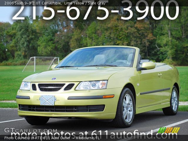 2006 Saab 9-3 2.0T Convertible in Lime Yellow