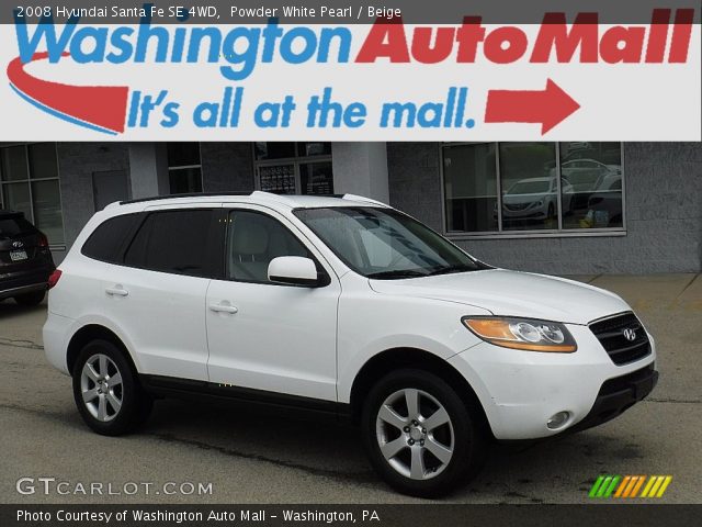 2008 Hyundai Santa Fe SE 4WD in Powder White Pearl